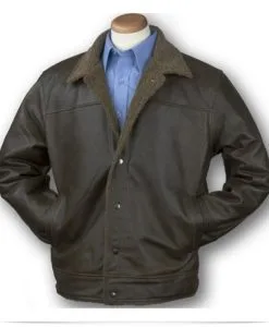 Custom Embroidered Logo Leather Jacket Distressed Look