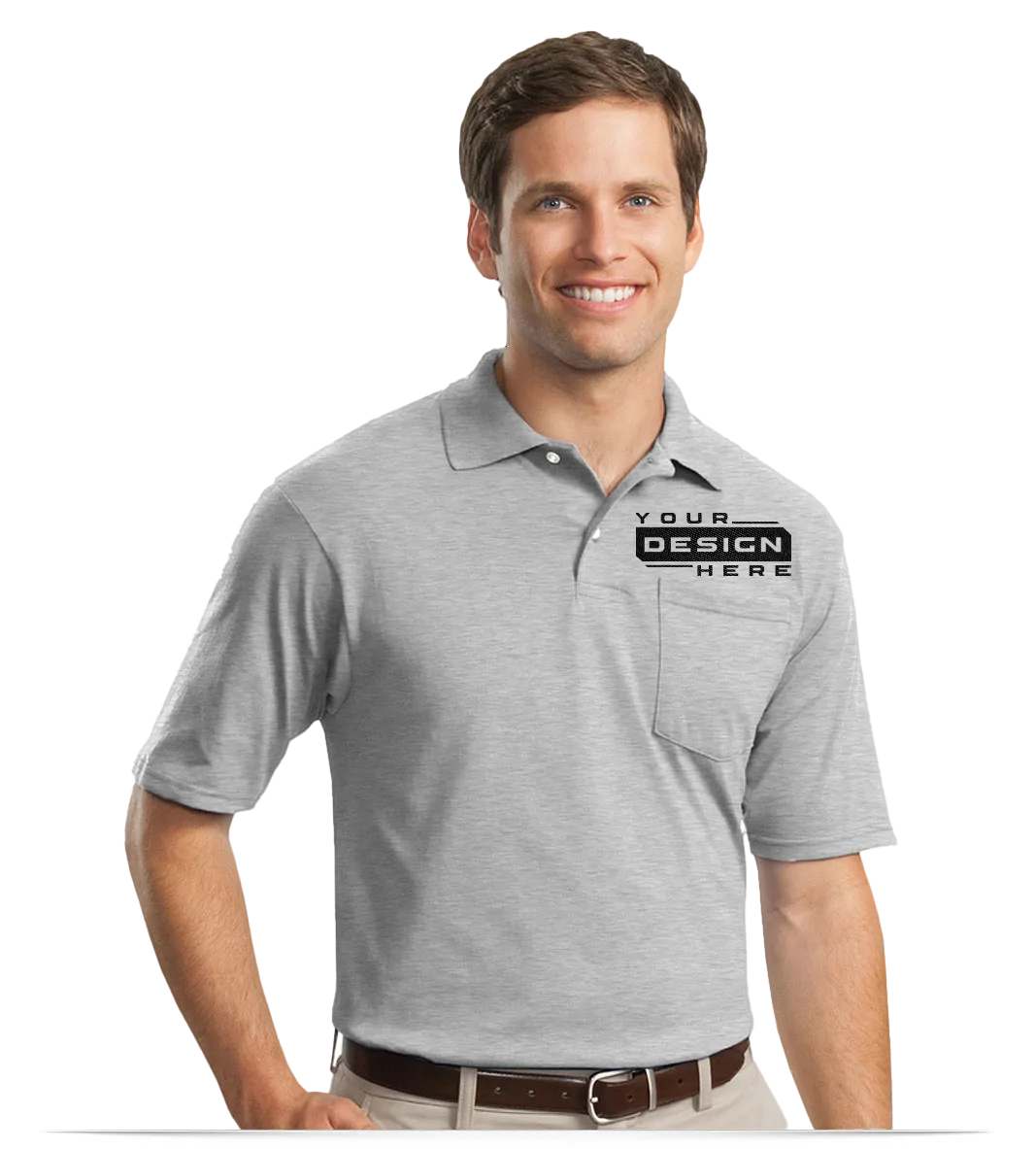 Custom Logo Pocket Polos for Men Embroidered