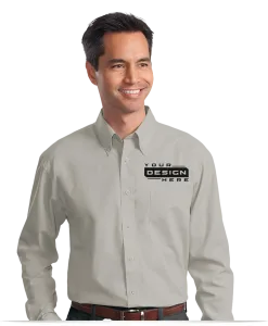 Custom Logo Embroidered Button Down Shirts, Twill Shirts