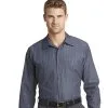 Embroidered Red Kap Long Sleeve Striped Industrial Work Shirt