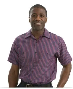 Personalized Red Kap Short Sleeve Striped Industrial Work Shirt
