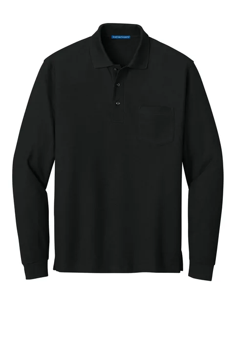 Custom Long Sleeve Polo Shirt with Pocket - Image 2