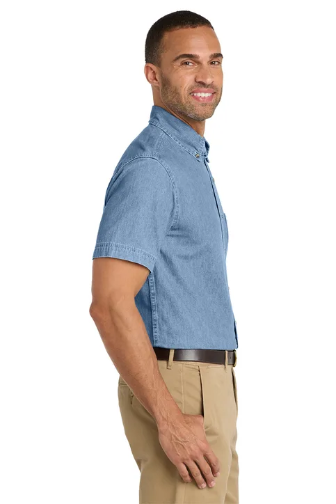 Harriton Embroidered Denim Shirt - Image 3