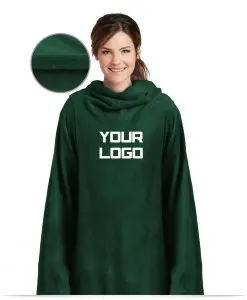 Embroidered Logo Plush Blanket with Sleeves