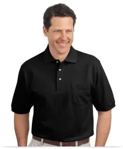 Embroidered Logo Pique Knit Pocket Polo Shirt