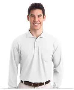 Personalized Long Sleeve Polo Shirt with Pocket