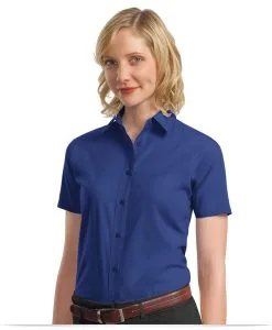 Customize Ladies Short Sleeve Value Poplin Shirt