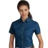 Embroidered 100% Cotton Short Sleeve Women’s Denim Shirt
