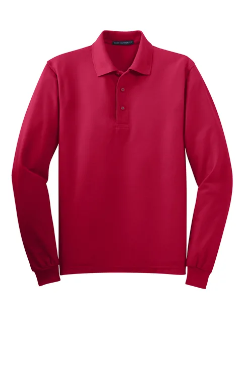 50/50 Pique Long Sleeve Polo Shirt - Image 2