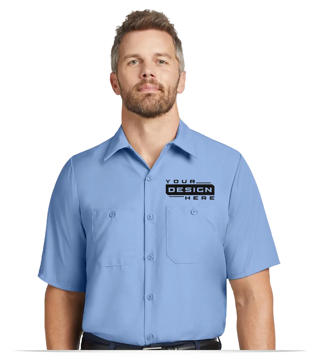 Custom Embroidered Logo Red Kap Work Shirts for Men