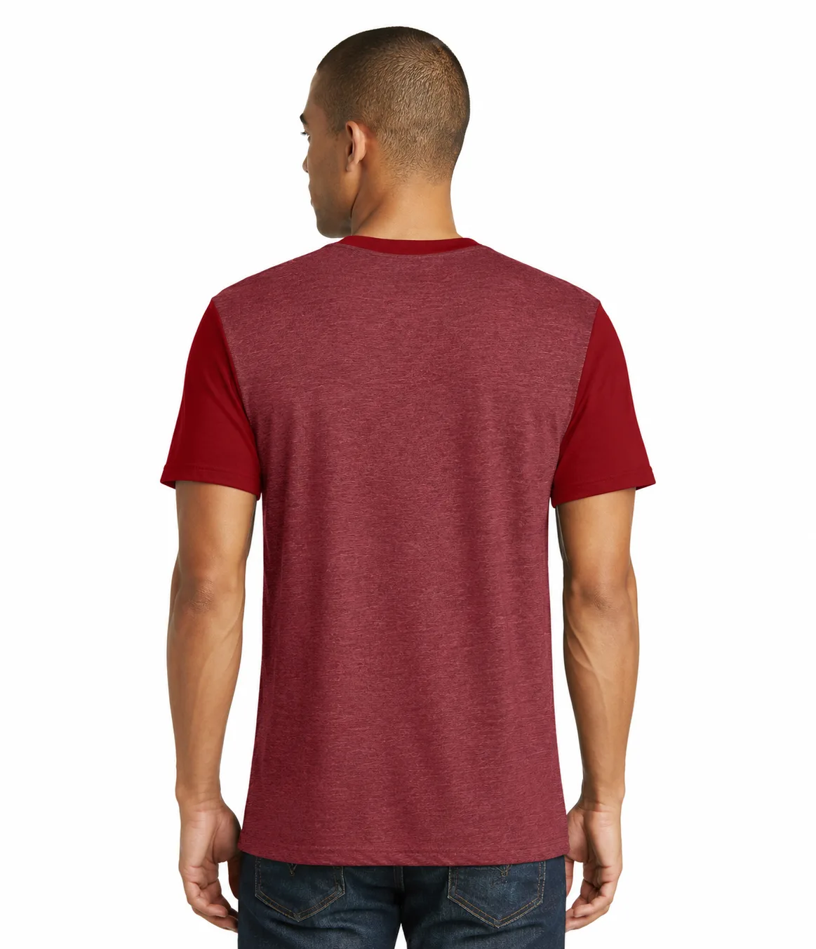 District Men's Tee Contrast Sleeves & Pocket - Image 4