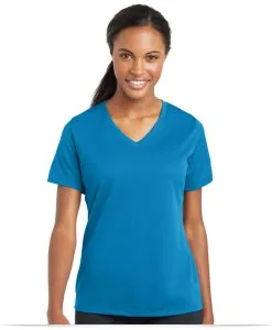 Customize Sport-Tek Ladies RacerMesh V-Neck Tee