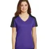 Personalized Sport-Tek Ladies Sleeve-Blocked V-Neck Tee