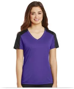 Personalized Sport-Tek Ladies Sleeve-Blocked V-Neck Tee