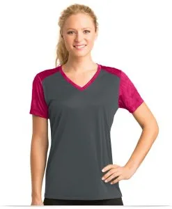 Customize Sport-Tek Ladies Colorblock V-Neck Tee