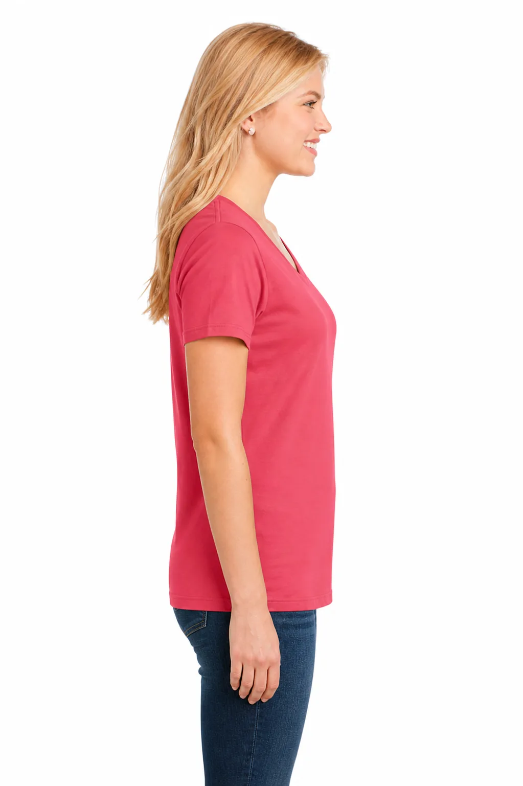 Port and Company Ladies 100% Cotton V-Neck Tee - Image 2