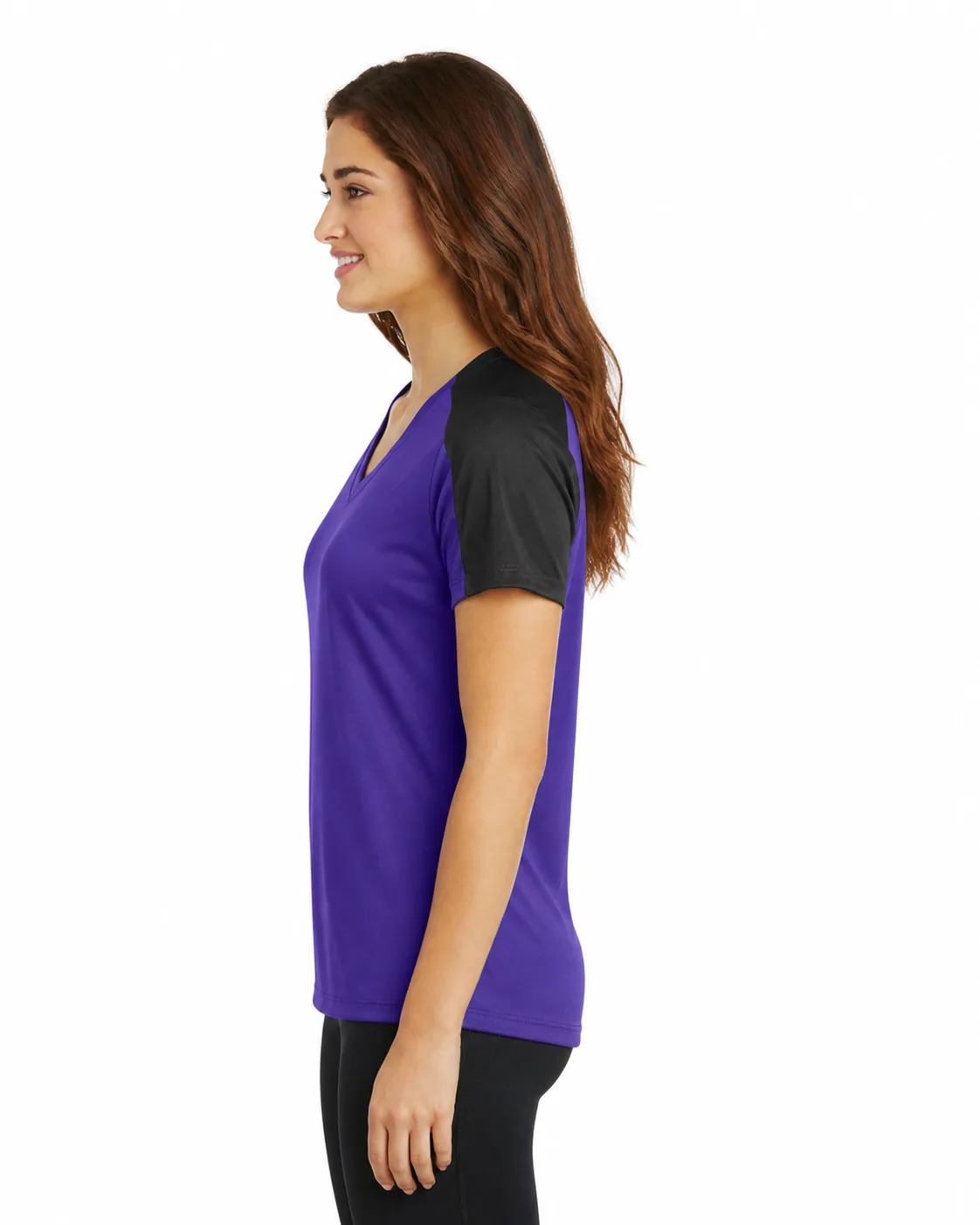 Sport-Tek Ladies Sleeve-Blocked V-Neck Tee - Image 3