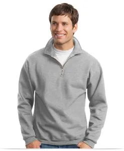 Custom Logo on Jerzees-14 Zip Sweatshirt Cadet Collar