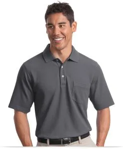 Customize Logo Port Authority EZCotton Pique Pocket Polo
