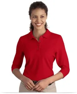 Customize Port Authority Ladies Silk Touch 3/4-Sleeve Polo