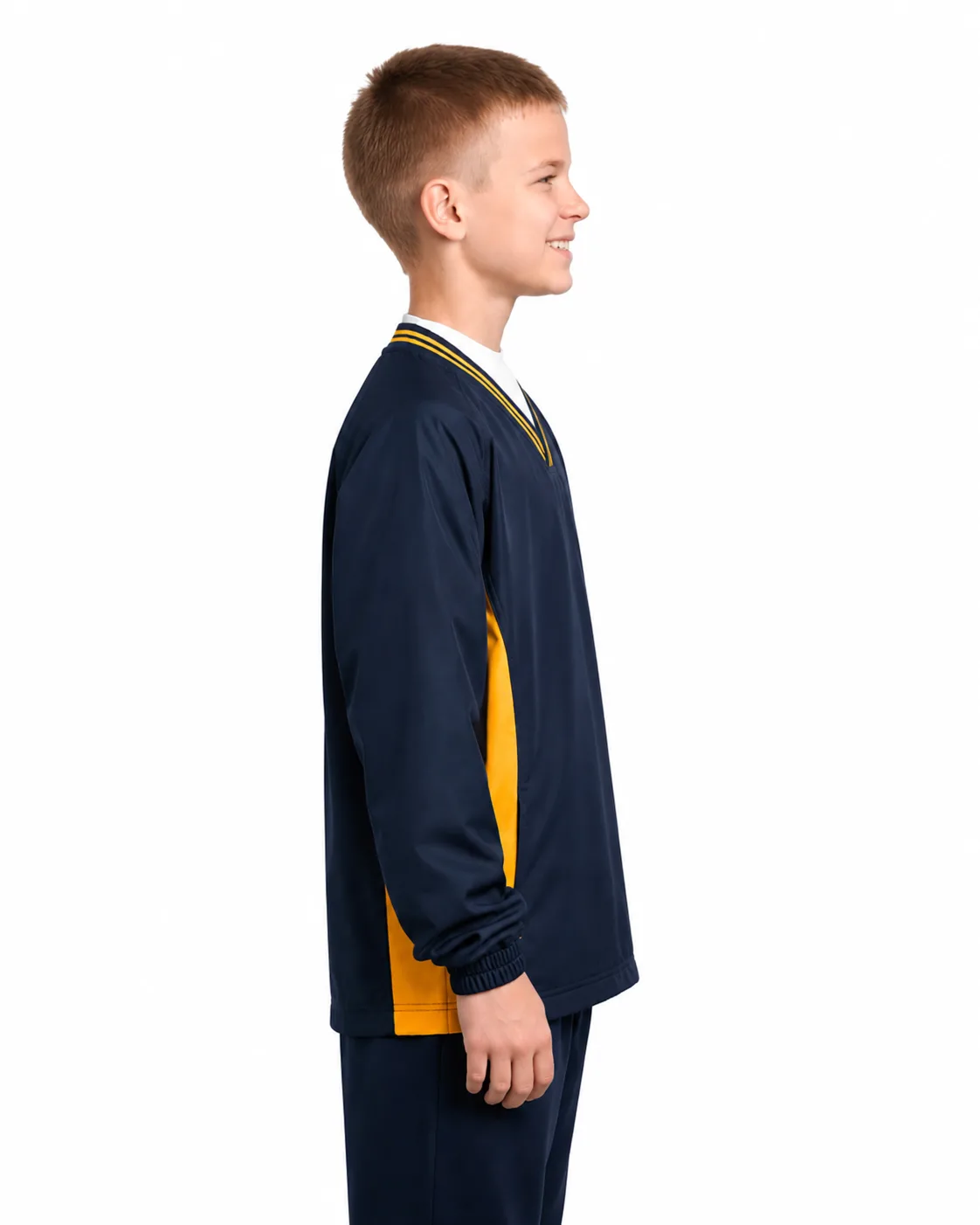 Sport-Tek Youth Tipped V-Neck Raglan Wind Shirt - Image 2