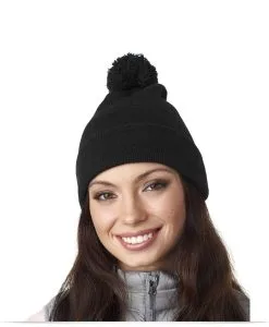 UltraClub Knit Pom-Pom Beanie with Cuff