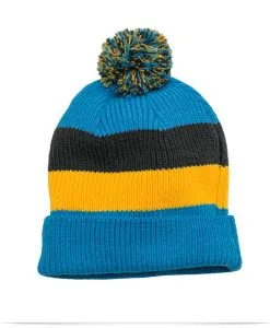 District Vintage Striped Beanie with Removable Pom
