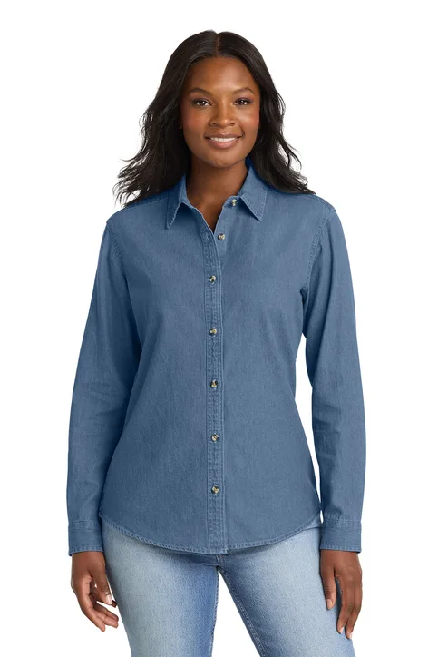 Port Ladies Long Sleeve Value Denim Shirt - Image 5