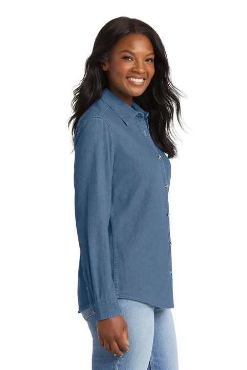 Port Ladies Long Sleeve Value Denim Shirt - Image 3
