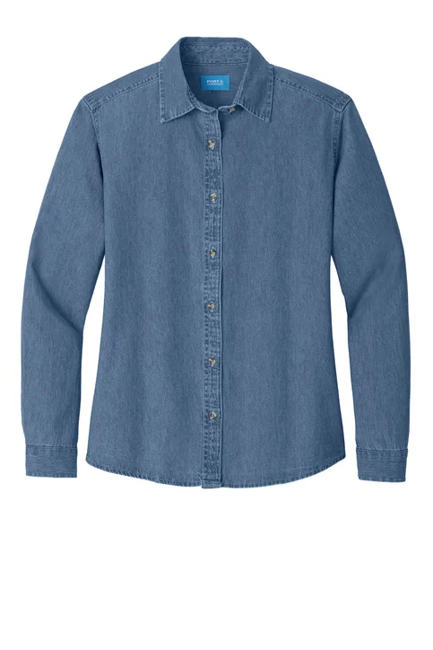 Port Ladies Long Sleeve Value Denim Shirt - Image 2