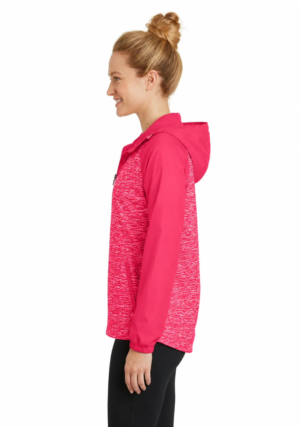 Sport-Tek Ladies Raglan Hooded Wind Jacket - Image 3