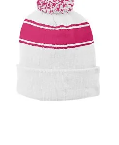 Alternative view of Sport-Tek Stripe Pom Pom Beanie