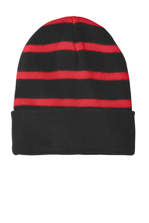 Sport-Tek Striped Beanie with Solid Band - Image 2