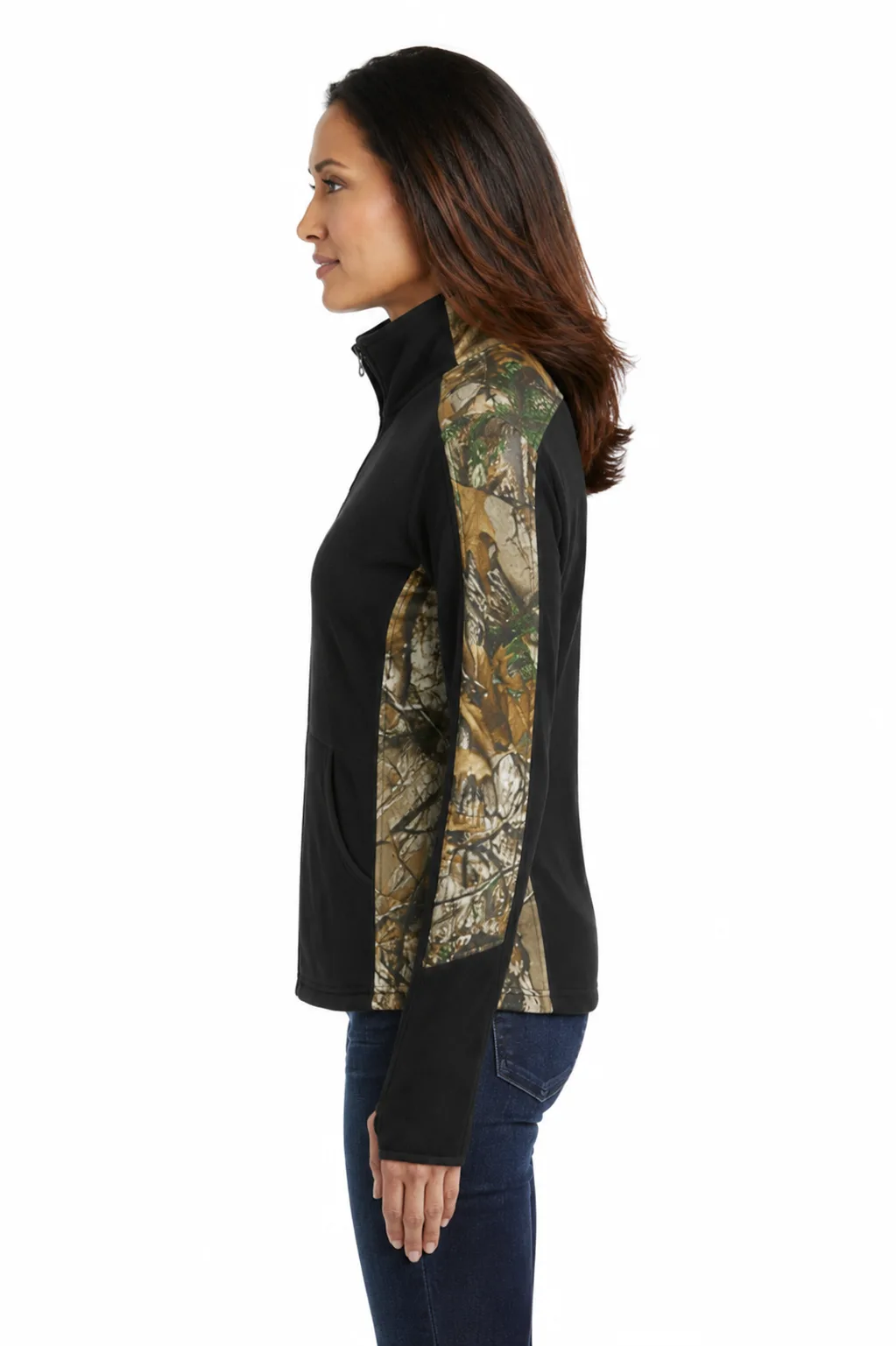 Ladies Camouflage Microfleece Full-Zip Jacket - Image 3