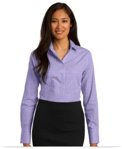 Ladies Windowpane Plaid Non-Iron Shirt