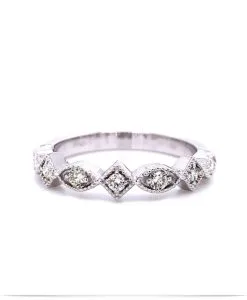 Round Diamond Stackable Rings White