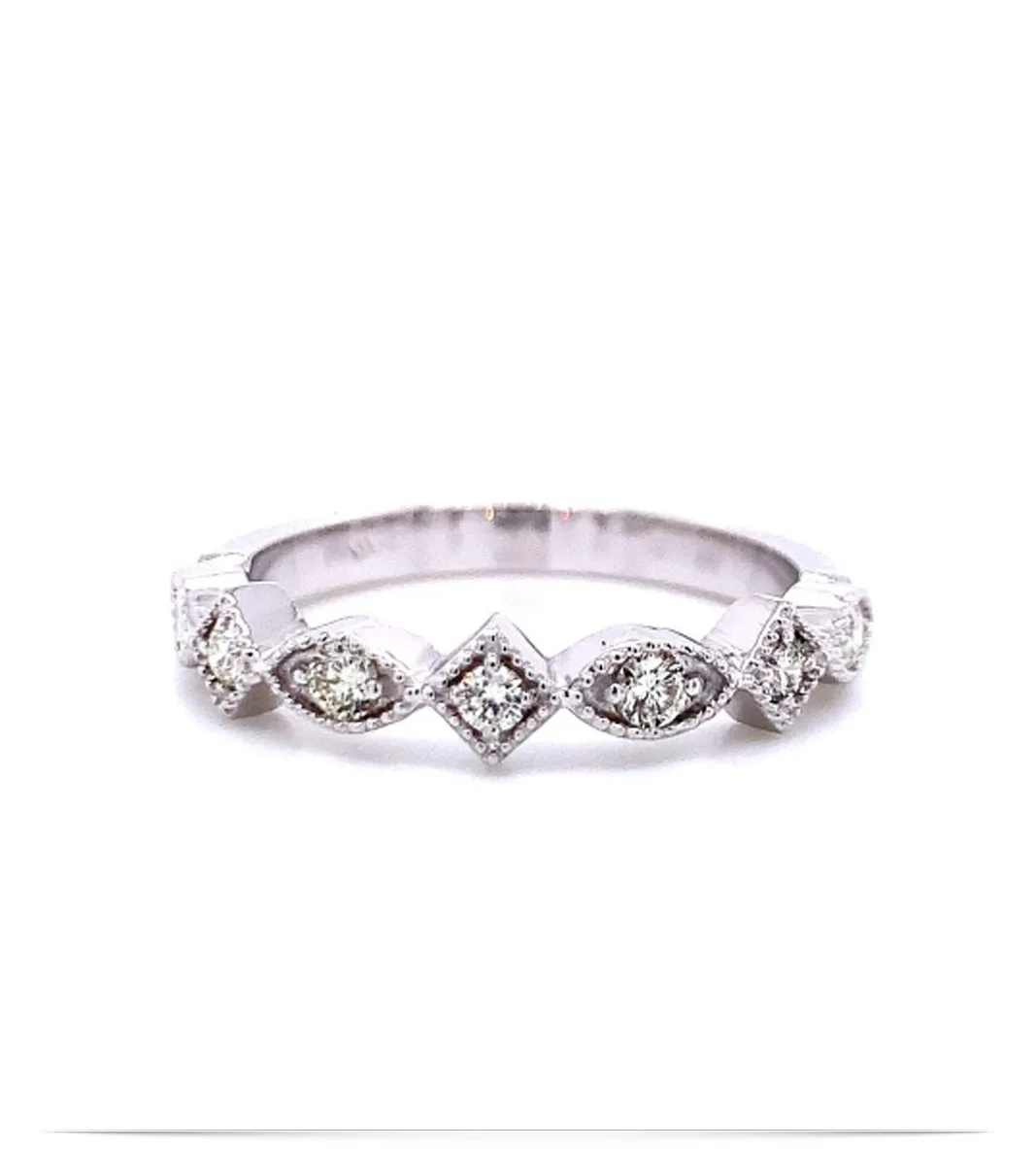 Round Diamond Stackable Rings White