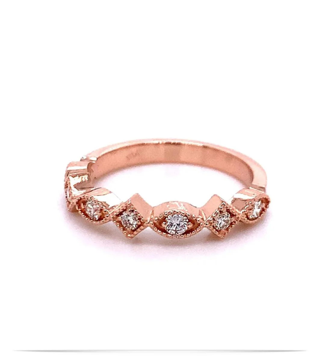 Round Diamond Stackable Rings Rose