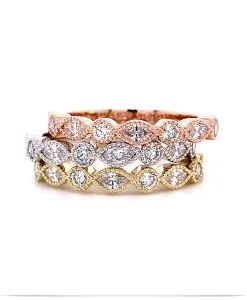 3 Stackable Round and Marquise Diamond Rings