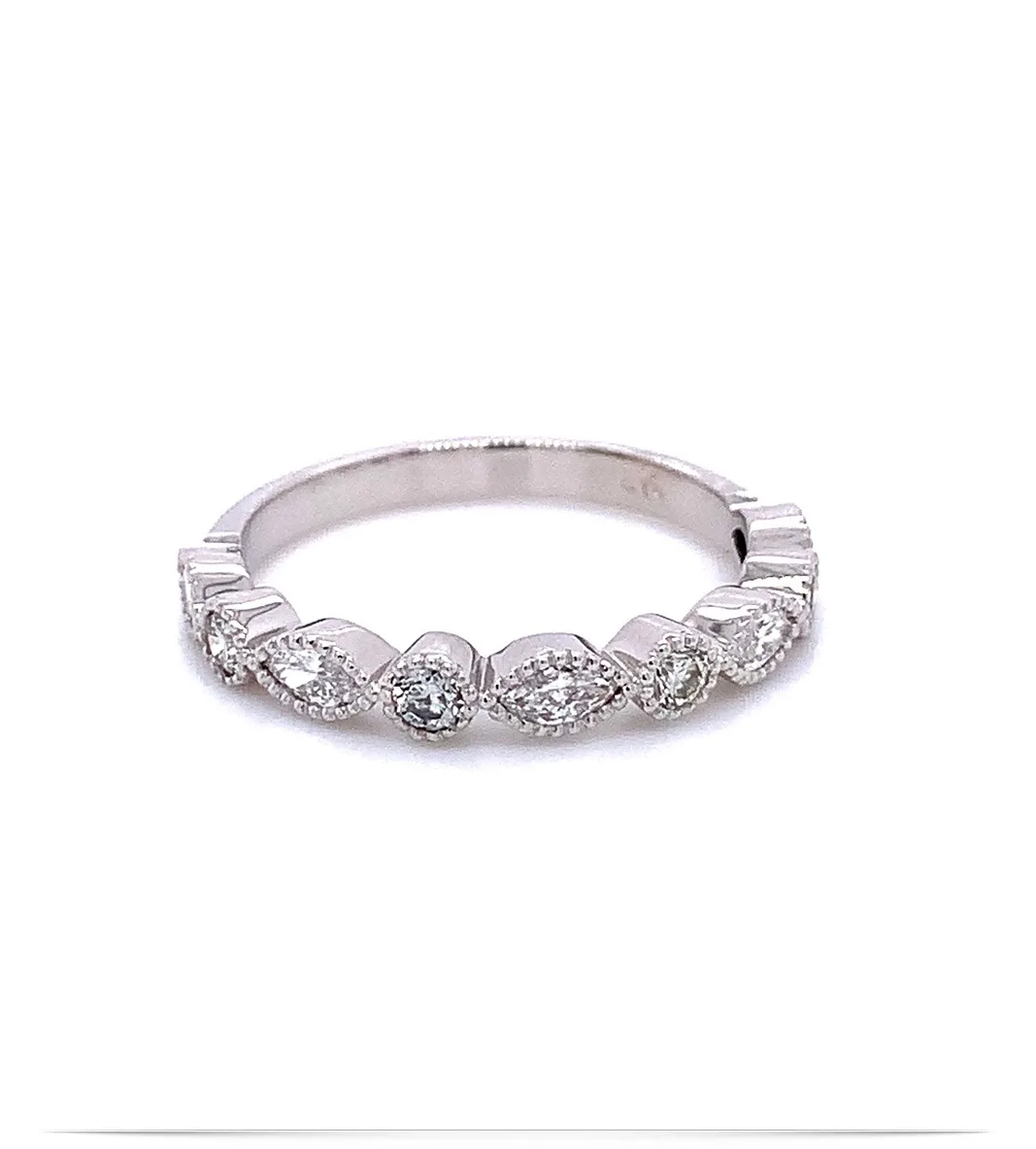 Stackable Round and Marquise Diamond Rings Silver