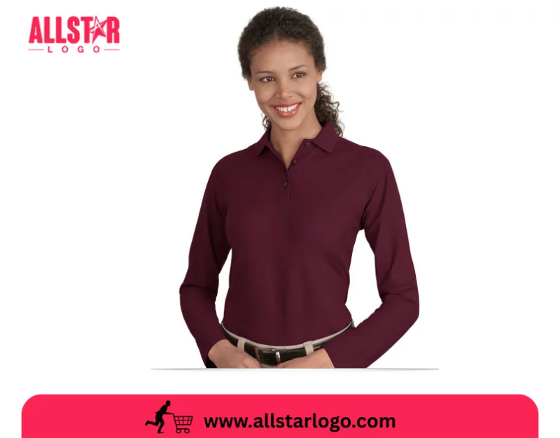 50/50 Custom Long Sleeve Polo Shirt for ladies