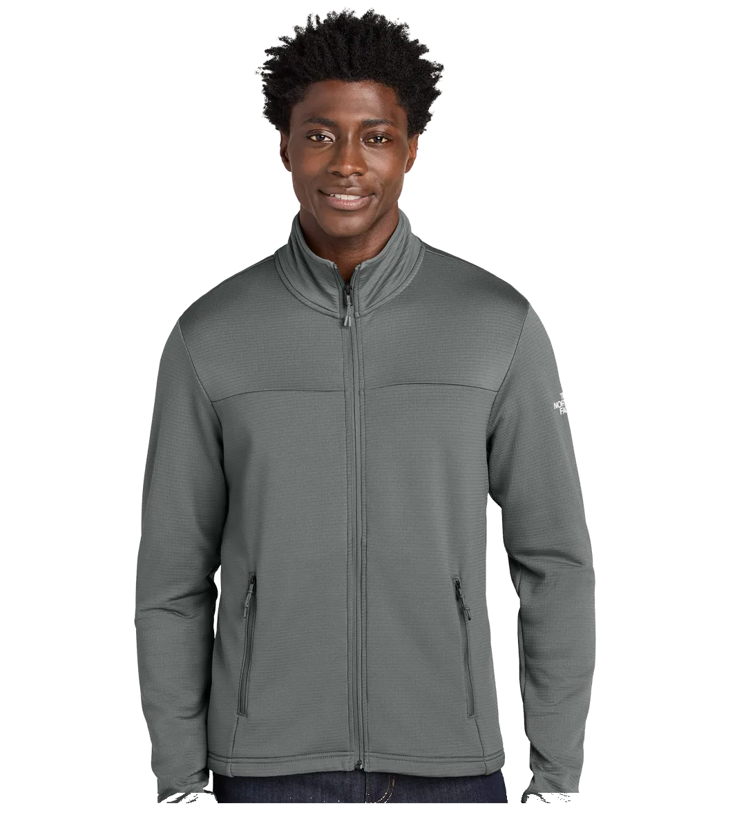 Custom The North Face gray full-zip fleece jacket