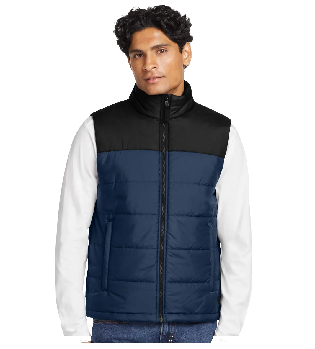 Custom The North Face navy and black insulated vest