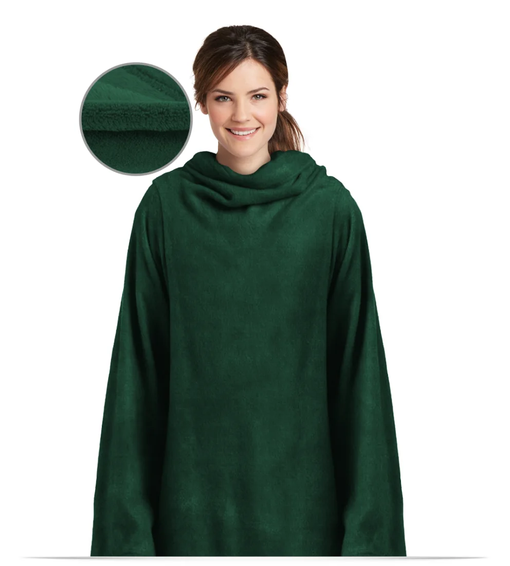 Embroidered Logo Plush Blanket with Sleeves