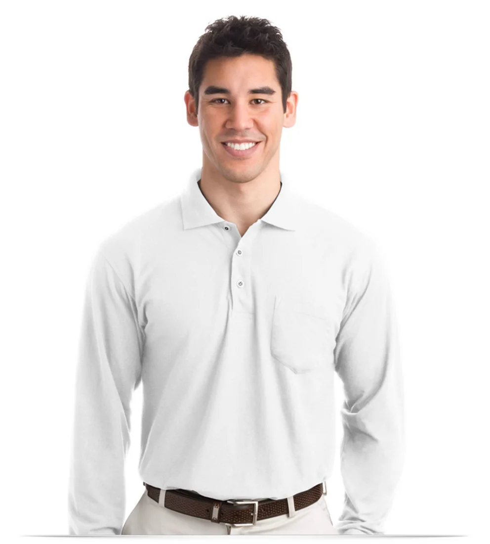 Personalized Long Sleeve Polo Shirt with Pocket