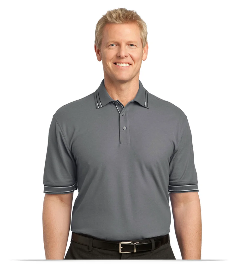 Custom Logo Men’s Easy Care Tipped Polo