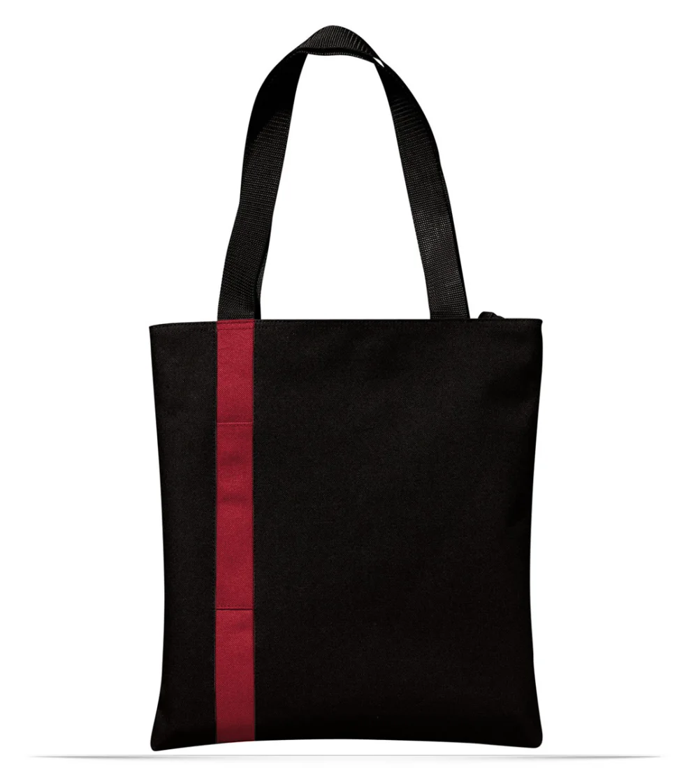 Custom Embroidered Logo Stripe Tote Bag
