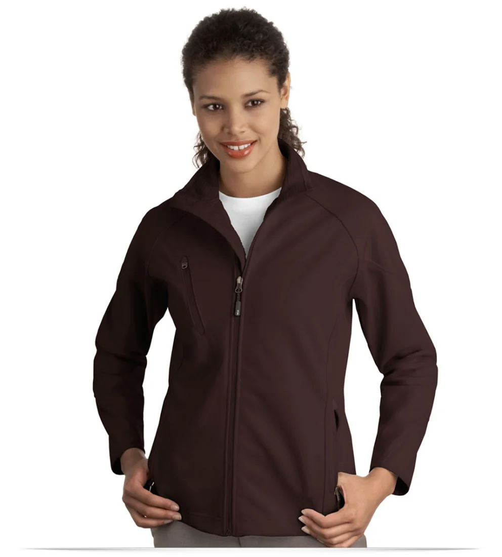 Embroidered Ladies Textured Soft Shell Jacket