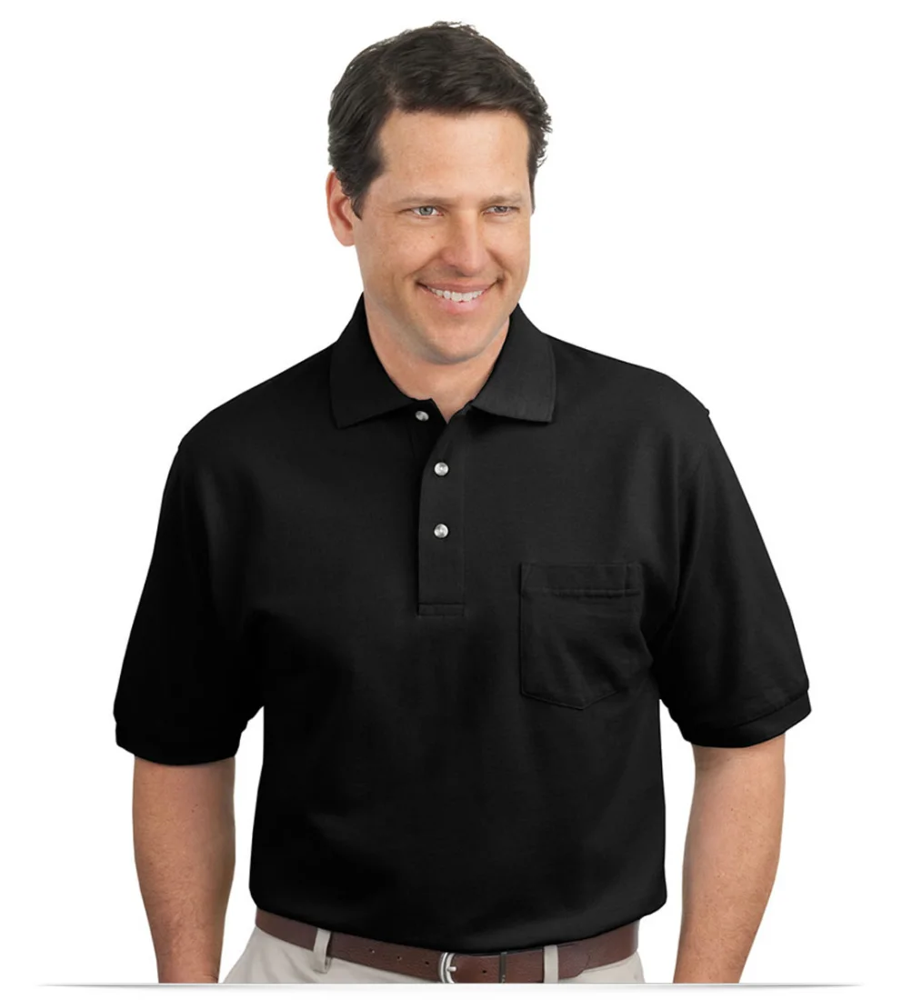 Embroidered Logo Pique Knit Pocket Polo Shirt