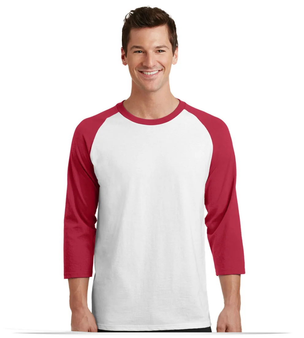 Custom Port and Company 50/50 3/4-Sleeve Raglan Tee